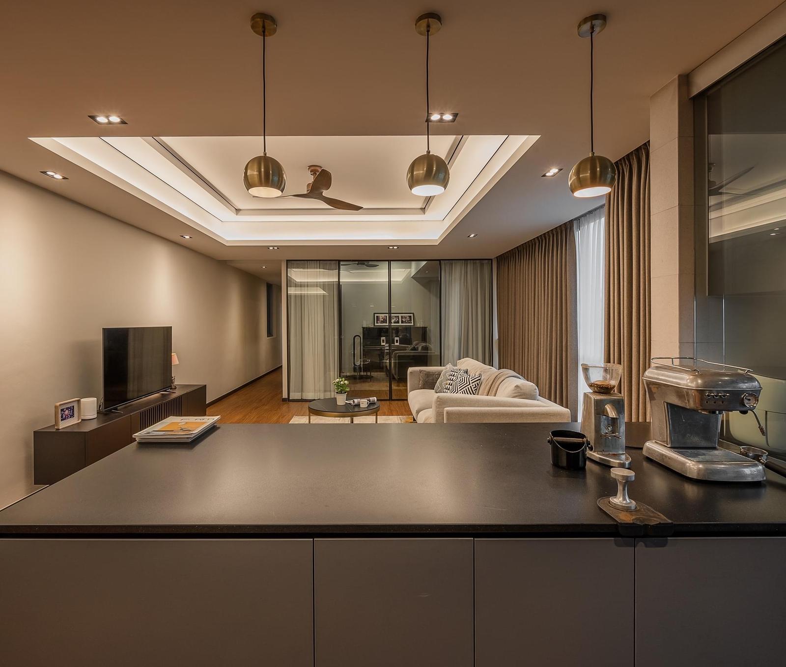 Riverfront luxury city apartment renovation at UE Square Singapore